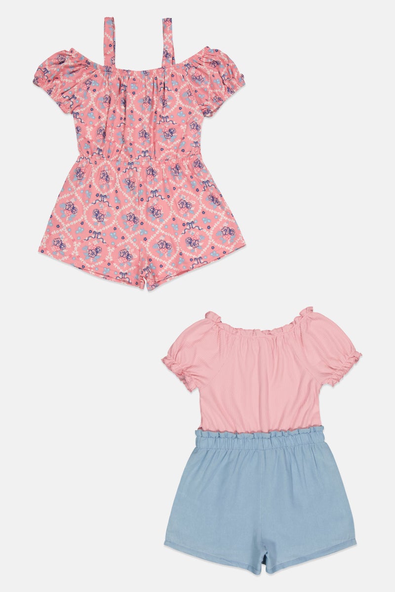 Nanette lepore Toddlers Girl 2 Pieces Two Tone Short Sleeve Playsuits, Multicolor - Image 2